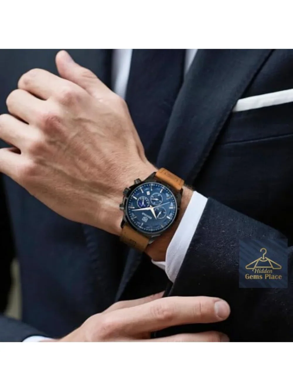 Men's Analog Quartz Chronograph Watch with Calendar Waterproof Stainless Steel